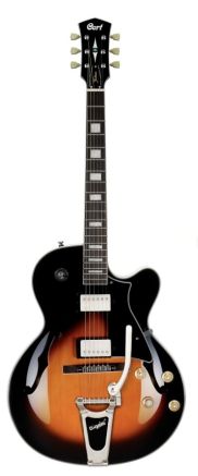 Cort Yorktown BV Semi Hollow Electric Guitar in Tobacco Burst with Bigsby