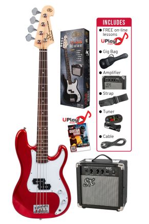 SX - SB2SK34CAR  3/4 size Bass Guitar & Amp Package. Candy Apple Red