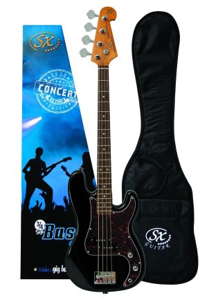 SX 3/4 Size Bass Guitar with Bag in Black