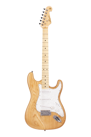 SX Ash Series ASH2M Strat Style Electric Guitar in Natural Ash